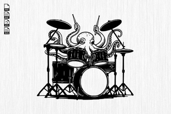 Download Funny Octopus Playing Drums T-Shirt - Playing drums Collection