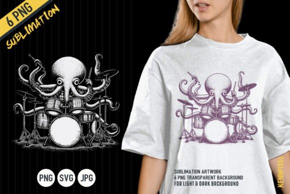 Download Octopus Playing Drums Retro 90's - Playing drums Collection