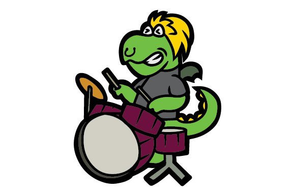 Download Rockstar Dragon Playing Drums, Cartoon - Playing drums Collection