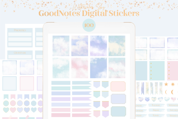 Download Pastel Watercolor Sky GoodNotes Stickers - Goodnotes stickers Collection